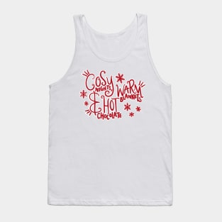 Cosy Nights, Warm Blankets and Hot Chocolate Cute Winter/Christmas Lettering Digital Illustration Tank Top